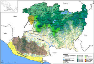 Regiones de Michoacán. Fuente: Maldonado (2012, p. 9)http://www.revistas.unam.mx/index.php/rms/article/view/29532