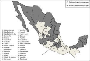 Geographical allocation of government expenditure as a proportion of GDP. Note: Elaborated with data from the Mexico's National Institute of Geography and Statistics (INEGI).