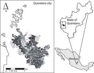 Geographic location of the study area (Querétaro City).