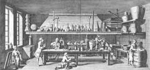 Laboratorio de química como se muestra en la Enciclopedia.