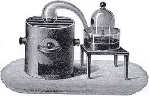 Lavoisier's apparatus for studying the role of air in chemical reactions.