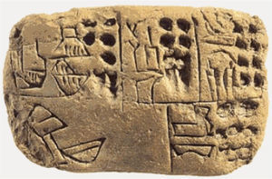 El primer registro de actividades químicas realizadas por mujeres, lo que podríamos comparar a la actual farmacia, se encuentra en una tableta cuneiforme en Babilonia, Mesopotamia, sobre el actual Irak, hacia el año 1200 a.C.) como la de esta figura.