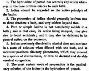 Fragmento del texto de J. G. A. Lugol (Essays, 1831) sobre las disoluciones de yodo.