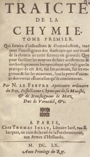 Portada del Traicté de la Chymie (1660).