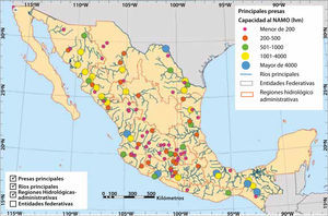 Principales presas de México (http://www.conagua.gob.mx/atlas/altas.html?seccion=2↦a=5).