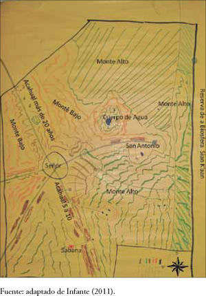 Mapa elaborado por habitantes del ejido X-Maben.