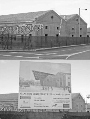 Estado actual de las obras sobre la fábrica de azúcar Santa Elvira de León (fotografías de los autores, enero de 2014).