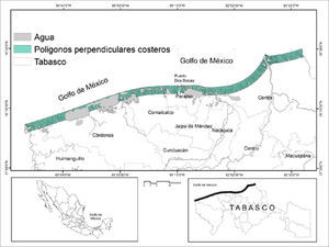 Área de estudio de la zona costera de Tabasco.