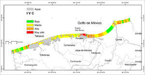 Representación simpliicada del ivc para la costa tabasqueña, México.