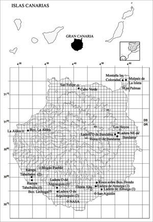 Situación de las localidades (•) y las estaciones meteorológicas utilizadas para el estudio (•). [Position of locations (*) and weather stations used for the study (*)].