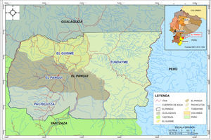Mapa de ubicación del cantón El Pangui.