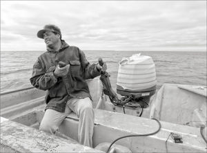 Pescador ribereño en la Laguna Ojo de Liebre. Reserva de la Biosfera El Vizcaíno. Autor: José-Manuel Crespo-Guerrero, archivo de trabajo de campo, julio de 2015