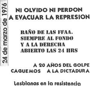 Volante de “caguemos a la dictadura” (24 de marzo de 1996). Fuente: Archivo Potencia Tortillera.