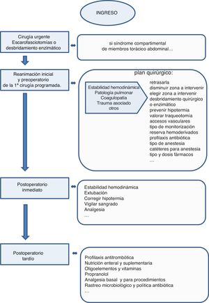 Plan quirúrgico y postoperatorio. Atención continuada en el paciente quemado crítico y aspectos para tener en cuenta a lo largo de los distintos periodos.