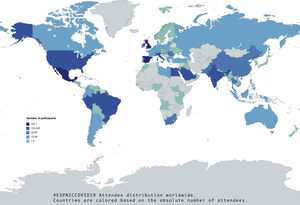 Countries reached by the ESPNIC webinars during the COVID-19 outbreak.