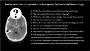 Summary of the twelve controversial questions in aneurysmal subarachnoid hemorrhage.
