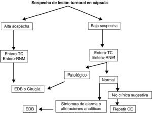 Algoritmo diagnóstico en lesiones tumorales de intestino delgado.
