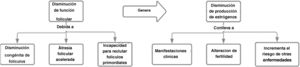 Fisiopatología de la insuficiencia ovárica primaria. Fuente: adaptado de Cox y Liu6.