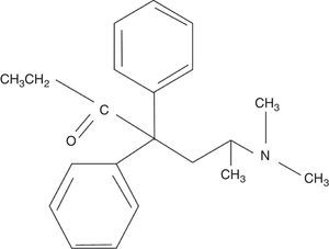 Estructura química de la metadona.