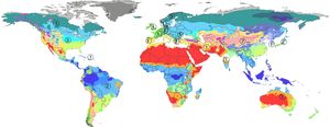 Distribución de los estudios en el mapa mundial de la clasificación climática de Köppen hasta 2018. Fuente: Mapa base de: Peel MC, Finlayson BL, McMahon TA; University of Melbourne. Wikipedia Commons [Internet]. World Köppen Map. 2007 [consultado 1 Oct 2017]. Disponible en: https://commons.wikimedia.org/wiki/File:World_Köppen_Map.png