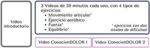 Esquema de videos de ejercicios diseñados.
