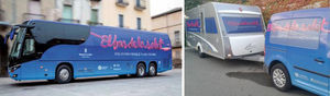 Diseño exterior de la unidad móvil (autobús y caravana).