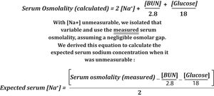 Serum osmolality calculator with algebraic modification.