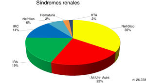 Distribución de los síndromes renales en el momento de la biopsia renal.