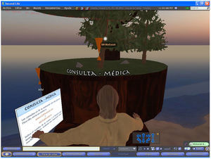 Imagen de la consulta médica en Second Life de la Sociedad Española de Medicina de Familia.