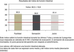 Resultados del índice de disfunción intestinal (BFI).