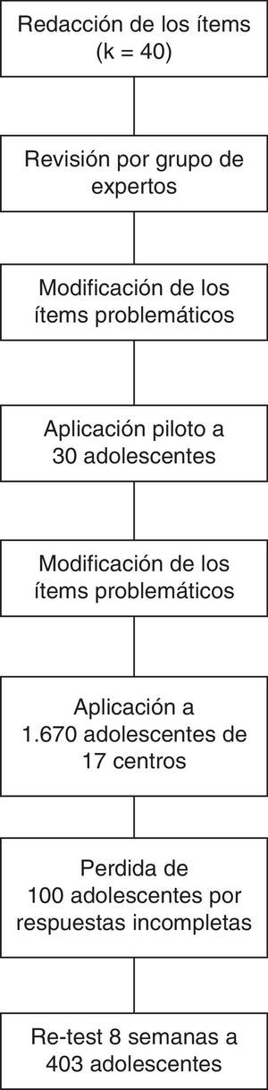Diagrama del proceso de diseño y aplicación del cuestionario.