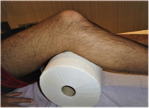 Posición de la rodilla para el estudio ecográfico.