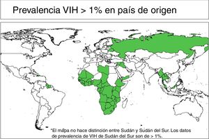 Mapa recomendación CRIBMI de cribado de VIH.