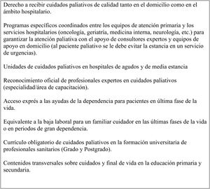 Puntos clave de una Ley de Cuidados Paliativos.