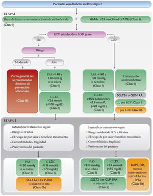 Cálculo del RCV y tratamiento de los factores de RCV pacientes con diabetes.