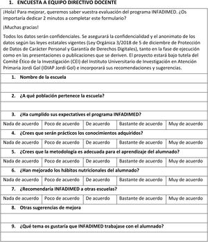 Encuestas de satisfacción. Encuesta al equipo directivo docente.