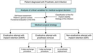 Choice chart of medical-surgical stretegies for prosthetic joint infections.