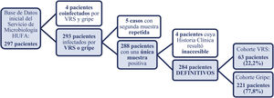 Diagrama de flujo de los pacientes incluidos en la comparación entre VRS y gripe.