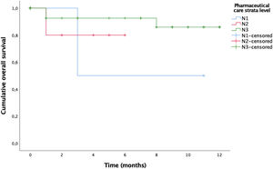 Overall survival curve based on the level of stratification.