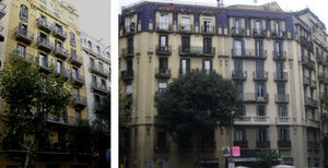 Edificios típicos del distrito Eixample de Barcelona.