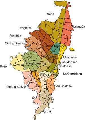 División político-administrativa de la ciudad de Bogotá (Colombia).