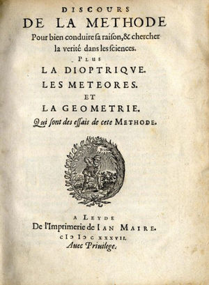 Portada de la primera edición del Discurso del método, publicado en 1637.
