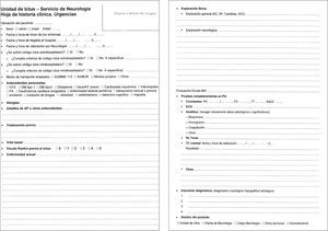 Aspecto de la hoja de recogida de datos (formulario estructurado) empleada para la elaboración de HCU.