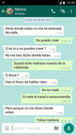 «Awagrafia» en captura de pantalla obtenida del smartphone del paciente.