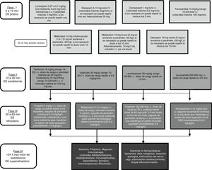 Tratamiento del estatus epiléptico (EE) convulsivo en función de la fase de evolución.