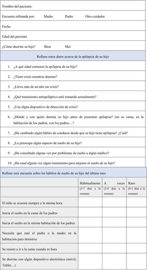 Cuestionario de hábitos de sueño de elaboración propia.