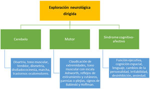 Exploración neurológica dirigida. Se deben especificar todos los puntos en la historia clínica.