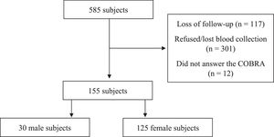 Flow diagram showing the inclusion of subjects in the study.