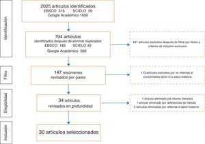 Diagrama de flujo de las diferentes fases de la revisión