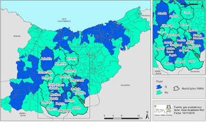 Mapa de fluoración en el área de estudio INMA-Gipuzkoa.